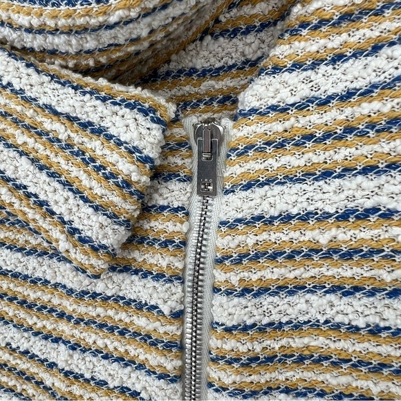 IRO Vana Stripe Knit Off Shoulder Shawl Collar Asymmetric Zip Up Jacket 36 Small - Picture 8 of 14